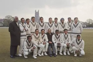 Mansoor Ali Khan Pataudi with the Indian cricket team